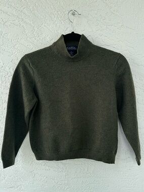 Brooks Brothers Merino Wool Crop 3/4 Sleeve Turtleneck XS/S Green Sweater